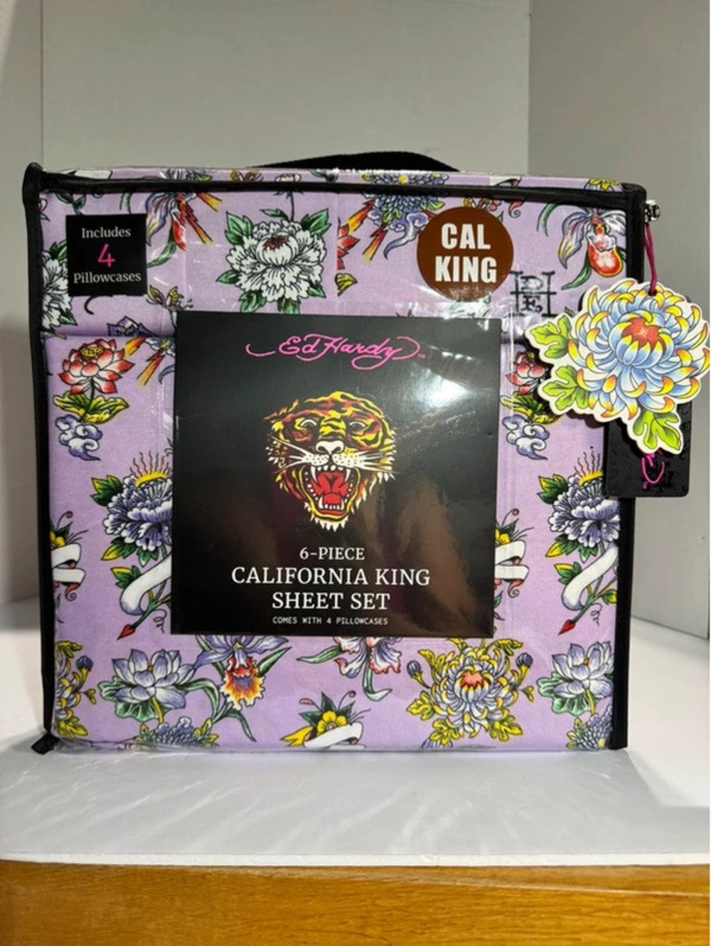Ed Hardy Cal King Lavender Purple 6pc Sheet Set NWT